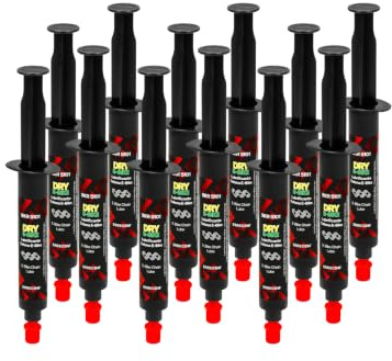 1000 Miglia BKR 5101 E-BIKE DRY Lubrificante Catena Bici Elettriche, Condizioni Asciutte e Polverose, Siringhe + applicatori Drop e Huggie System, formula fluorescente profumata - 144 ml (12x12 ml)