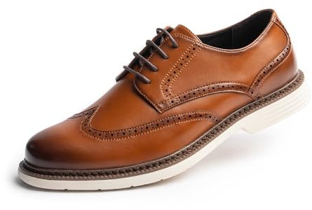 Cusolemore Herren Anzugschuhe Schnürhalbschuhe Männer Businessschuhe, Wingtip Brogue Design, leichte Außensohle Braun 45