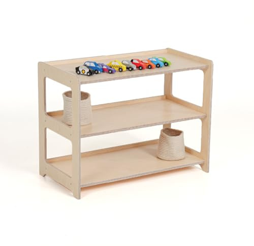 Montessori Barnrumshylla i trä, leksakshylla för barn, barnrumshylla med 3 hyllor för barn, leksaksorganisatör, förvaringshylla för barnrum, massivt trä, 75 x 40
