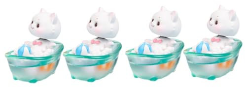 BESTonZON 4stücke Wackelnde Tierfiguren Lustige Cartoon-Dekorationen Für Auto Und Zuhause Vielseitige Haustierornamente Für Schreibtisch Und Garten Für