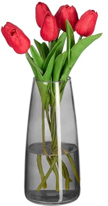 Relaxdays Vase, Glasvase für Blumen, Tischvase aus Glas, hohe Blumenvase, Dekovase, Maße H x D: 21,5 x 10 cm, Farbwahl