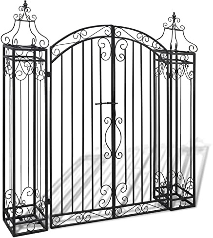 ShGaxin Zierendes Gartentor, Gartentür, Gartentüren, Gartenzaun Tür, Zauntür, Flügeltore, Garten Türe, Maschendrahtzaun, Schmiedeeisen 122×20,5×134 cm