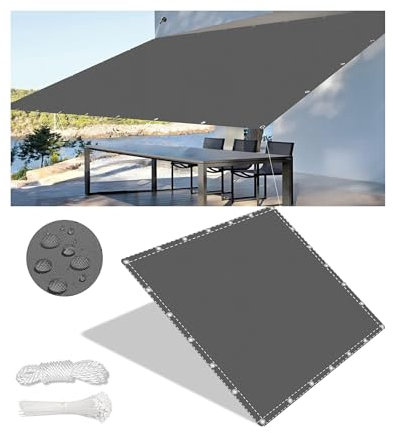Vela Ombreggiante Impermeabile Tenda da Sole per Esterno Vele Ombreggianti Rettangolare Telo Parasole con Fune Occhiellato Protezione UV Tenda Vela per Giardino Balcone Terrazza 4x6M Grigio scuro