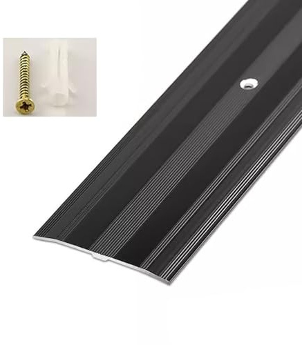 Metal Door Threshold Strip with Non slip Edge Trim Bar for Laminate/Wood Flooring Black 130cm/4.3ft Includes Holes Screws and Seam Decoration Cover