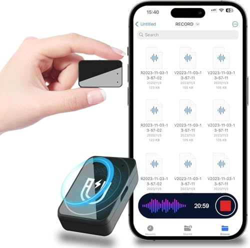 Grabadora de voz magnética de 64 GB con reducción de ruido, puerto USB-C recargable para estudios, conferencias, reuniones, entrevistas, grabadora de audio portátil con auriculares, fácil de usar