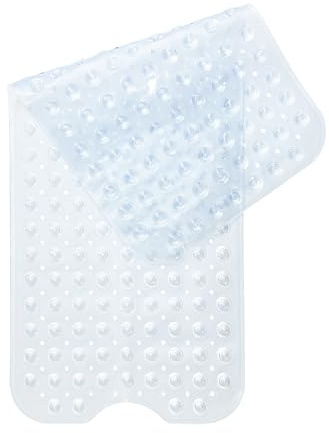 Alfombra Antideslizante para Bañera y Ducha 100x40cm, 200 Ventosas Ultra-Fuertes, Material Suave Antibacterial, Lavable a Máquina, Color Anti-Manchas, Seguridad Familiar (Transparente)