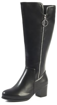 OHC – POMELO Model – Women's High Boots for Wide Feet and XL Calves – Removable Double Insole. 5.5 cm Heel – Zip Closure – Elegance and Everyday Comfort