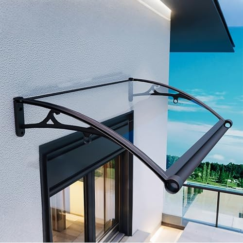 Marquesina para Puerta De Entrada,Cubierta De Policarbonato Transparente,Toldo De Entrada De Porche,Tejadillo De Protección contra La Nieve contra La Lluvia UV(W120*120cm/47.2 * 47.2in)