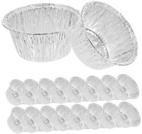Mobestech Stampi Per Muffin e Pirottini in Alluminio Usa e Getta Da 110 Ml, Mini Teglie Rotonde Per Crostate e Budino, Confezione Da 100 Pezzi Per Cottura in Forno e Congelatore