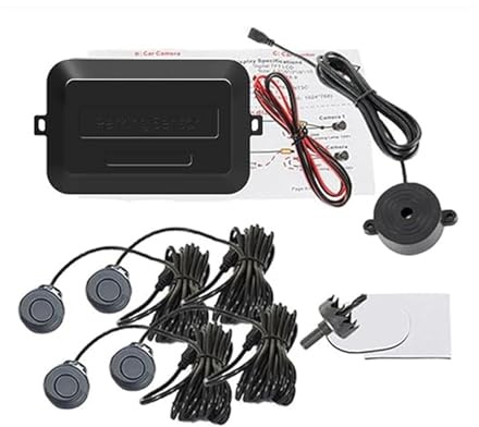 Capteur Radar De Recul Aide Kit Stationnement Voiture avec 4 Capteurs Avertisseur Sonore 22 Mm Radar Recul Indicateur Alerte Sonore Sonde 12 V Marche Arrière(Grey)