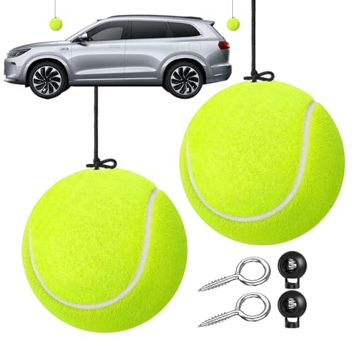demaxiyad Parkhilfe für Garage Auto | 2 Stück Tennisball mit Seil für Stopp Auto – Anzeige Stopp Fahrzeug verstellbar für SUV Wohnmobil Haus Villa Wohnung