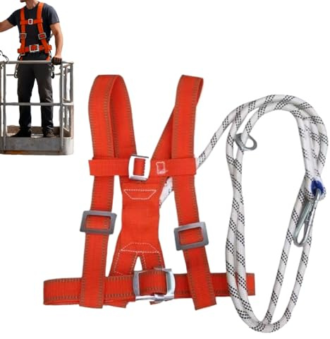 Imbracatura Di Protezione Anticaduta | Attrezzatura Regolabile a Doppia ,Imbracatura Di Sicurezza Anticaduta Con Cintura - per Uomini Principianti Professionisti Addetto Pulizia Finestre Magazzino