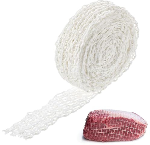 Josojoou 5m/16.4ft Beef Meat Netting Roll, Elastic Mesh Butchers Twine | High-Temperature Resistant Poultry Netting for Meat Cooking, or Drying, Sausage Making