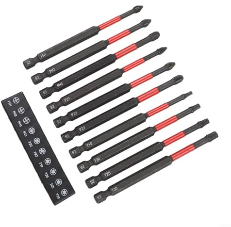 Lot de 10 embouts de tournevis magnétiques 100 mm pour tournevis Torx et cruciformes, compatible avec tournevis et perceuses