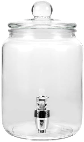TOYANDONA Contenitore Vetro per Vino con Rubinetto Abs Ampia Bocca per Infusione Frutta Bottiglia Ermetica per Conservazione e Fermentazione Bevande