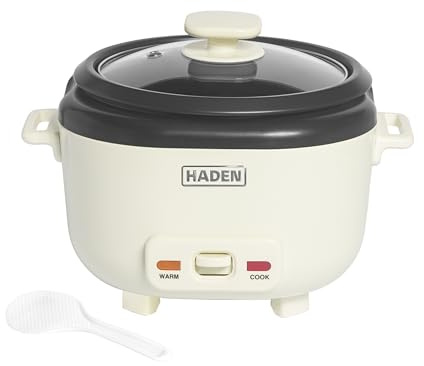 Haden 1L Rice Cooker Non-Stick Pot Keep Warm Glass Lid Sour Cream
