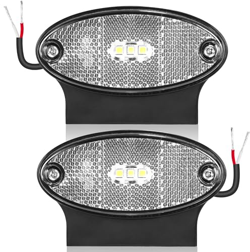ETUKER 2 x Vorne Positionsleuchte LED Weiß 12V-24V Glasklar Begrenzungsleuchte Seitenmarkierungsleuchten Anhänger Wohnwagen Wasserdicht