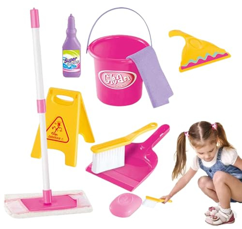 Reinigungsset für Kinder: Reinigungsset, Besen und Kehrschaufel für Kleinkinder, Zubehör für Rollenspiele mit Design und Sicherheit, lustige pädagogische Aktivität für Kinder