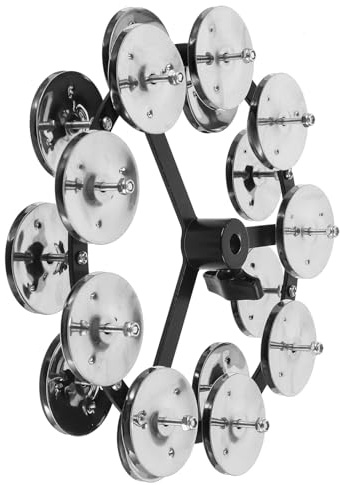 ULTECHNOVO Pandereta Hi-hat Doble Serie de Acero Inoxidable Plateado, Accesorio para Batería, Campana Hi-hat 9 Platillos, Adecuado para Bateristas Profesionales y Principiantes