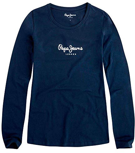 Pepe Jeans New Virginia T-shirt pour Femme Slim Fit Manches Longues Bleu