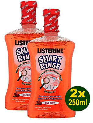 Listerine Smart Rinse for Kids 6+ Mild Berry 2x 250ml - Zahnpflege, Mündspülung für Kinder