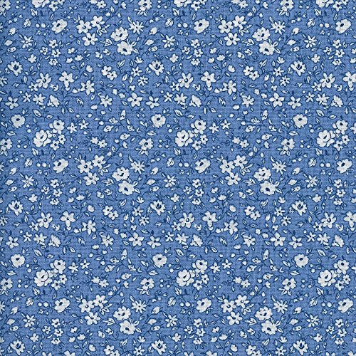 Baumwollstoff | La fleur de la liberté Stoff - Weiß und mittelblau (Grundfarbe) | 100% Baumwolle | Stoffbreite: 160 cm (pro Laufmeter)*