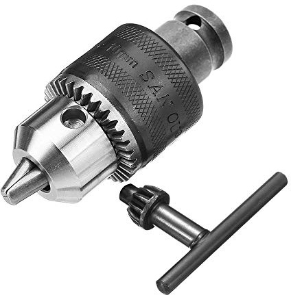 Yakamoz 1.5-10mm 1/16 - 3/8 Capacity Key Drill Chuck for Air Impact Wrench Converter Conversion Tool | 1/2 Inch Socket Square Female Adapter