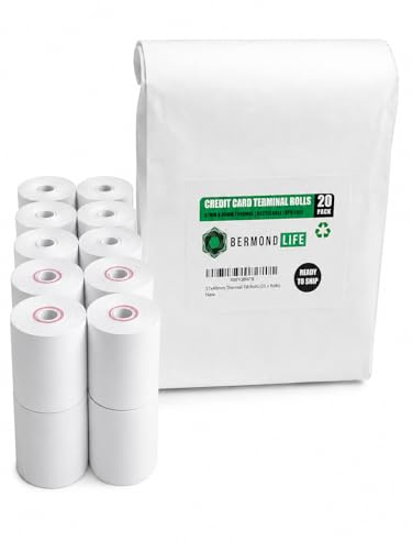 Bermond Life 57x40mm Thermal Till Rolls (Pack of 20) – BPA Free Coreless Card Machine & PDQ Receipt Paper Rolls for Worldpay, Ingenico, Barclays & Retail Businesses – Clear Fast Printing