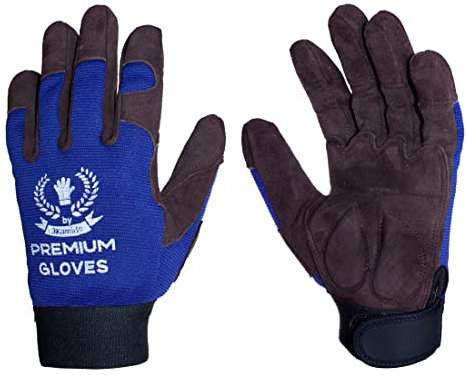 3Kamido Premium Gants de Travail de Luxe en peau de chèvre, pour la mécanique, Montage, Travail général, Emballage, entrepôt, Jardin, Transport, Les Gants de Moto, Le ménage (1 Paires, 8)