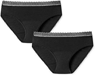 Schiesser Damen 2 Pack Menstruationswäsche/Periodenslip Auslaufsicher - Secret Care Tiefschutz, Schwarz_176299, 42-44 EU