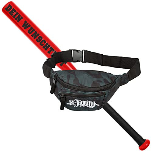 Spaß Kostet Sportset Baseballschläger mit WUNSCHTEXT deiner Wahl mit Tasche für Baseball in 5 Farben