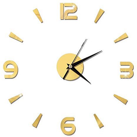 Väggklocka, väggklocka, Reloj från Pared Adhesivo, självhäftande, modern, gör-det-själv, väggklocka, utan ram och tyst, för att dekorera kontoret hemma, i vardagsrummet (guld)