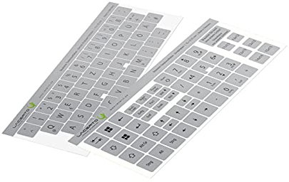 Lacerto® | 15x15mm - Deutsches Aufkleberset für PC & Laptop Tastaturen inkl. Zusatztasten & Ziffernblock | Farbe: Silber