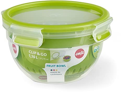 EMSA Obstbox Fruitbowl Kunststoff, 1,1 Liter Clip Go Obstbox Lebensmitteldose
