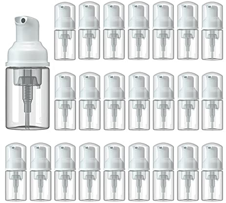INCETUE 24 Stück Leere Schaumspender, 30 ml Mini Schäumende Plastik Pumpflasche, Nachfüllbarer Tragbare Flüssigkeit Spenderflasche, Klare Small Reiseflaschen für Kosmetik, Wimpernshampoo