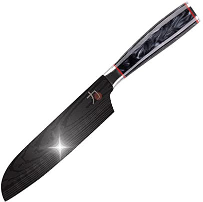 MasterPro Tetsu | Cuchillo de Cocina Japonés Mini cuchillo Santoku de 12,5 cm | Perfecto para Cortes de Precisión | Cocina Profesional | Reforzado, Equilibrado y con Revestimiento de Titanio