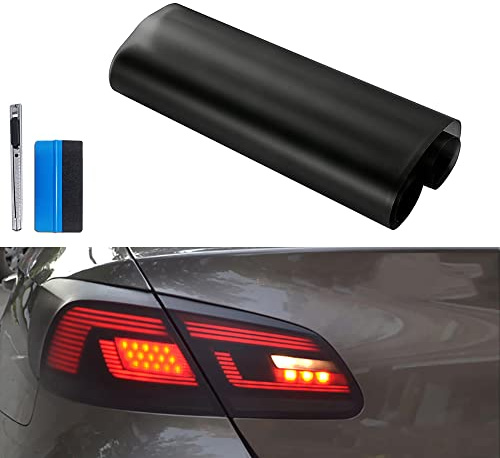NewL Lámina Autoadhesiva de Vinilo para Faros Pilotos 40x150 cm Negro Mate | Lámina tinte DIY luces coche, herramienta instalación incluida, elasticidad, tamaño extra ancho, válido todas luces vehículo