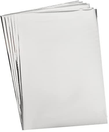 SUPERFINDINGS 50 Fogli A4 Toner reattivo Foglio di Carta stagnola 29x18.5cm Metallic rettangolo d'Argento Fogli di trasferimento Carta per Stampante Laser + laminatore Craft Card DIY Decorazione