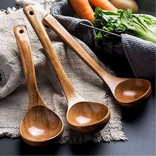 Utensilio de cucharas de madera, cucharón de madera Vajilla Cuchara Cuchara de árbol Cuchara de sopa Cuchara de mango largo Cuchara de hogar Cuchara de avena de árbol Cuchara de sopa grande Cuchara de