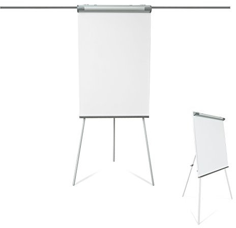 Office Marshal Flipchart Ständer Dreibein Flip Chart Board 68x105cm magnetisch, beschreibbar, höhenverstellbar bis 180cm Flipcharts Whiteboard Staffelei Coyote
