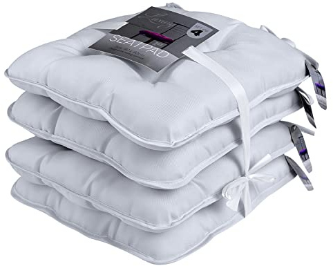 GC GAVENO CAVAILIA Seat Cushions Set of 4 | 40X40 Cm Chair Pads Cushions For Dining Chairs With Strap Ties | Outdoor Kitchen Patio Chair Cushions Pad For Living Room, Garden, Office, Charcoal