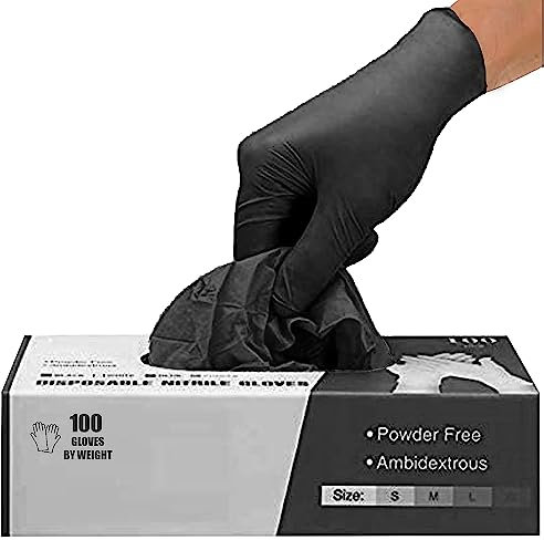 PANKTI Black Nitrile Disposable Gloves - Latex-Free, Powder-Free, Pack of 100, Strong and Puncture-Resistant, Medical, Food Handling, Tatoo Barber Shop Gloves (X-Large)