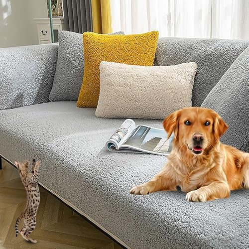 Sofaschoner rutschfest L Form Ecksofa Sofa Überzug Sofadecke Samt Sofabezug 3 2 1 4 sitzer Sofahusse für Sofas aus Mikrofaser Ledersofa (Grau-70x120cm)