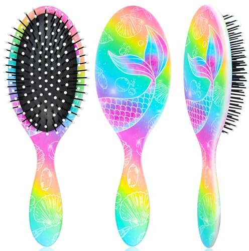 OlyPegic Kinder Haarbürste für Mädchen, Kleinkind Nass Trocken Haarbürste, Entwirrungsbürste für lockiges dickes Haar, Rosa Einhorn Detangler Tangle Brush für Kinder, Schmerzfrei