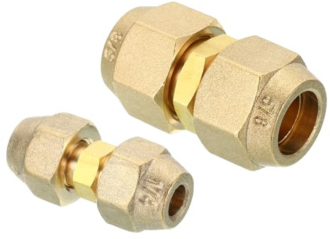 PATIKIL Pipe Extension Joint Connector Set, 2pcs Free Welding AC Copper Pipe Coupling Adapter with Flare Nuts for Copper Pipe Diameter 1/4 and 5/8 Refrigeration HVAC