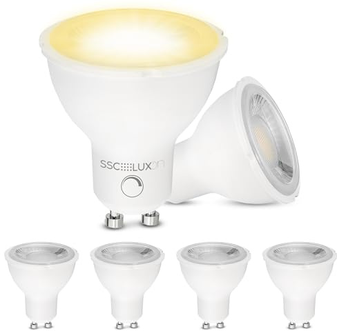SSC-LUXon 6er Seet dimmbares LED GU10 Leuchtmittel Reflektor mit 7W, warmweiß, 38° Abstrahlwinkel, 230V | Sechs dimmbare GU10 Leuchtmittel mit 7W & 38° Abstrahlwinkel - warmweiß, 230V ohne Trafo, für Einbauspots & Strahler