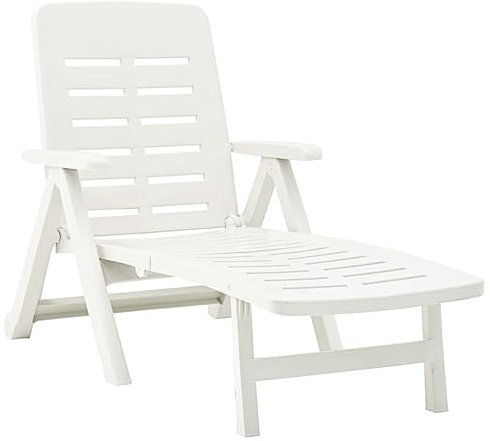 AUUIJKJF Home Outdoor Sonstige Klappbare Sonnenliege Kunststoff Weiß