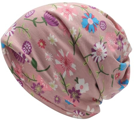 ZLYC Dünne Sommer-Beanie-Mütze für Damen, Blumenmuster, leicht, lässig | Leicht Lässig Chemo Kopfbedeckung