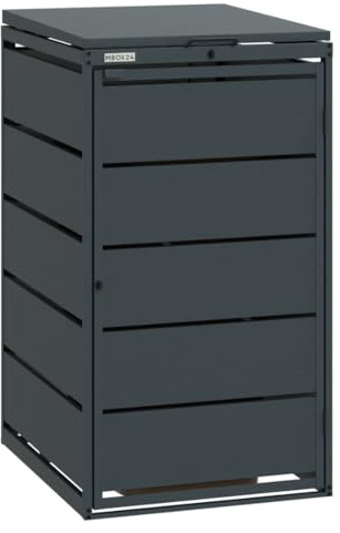 MBOX24 Classic 1er Mülltonnenbox für Mülltonnen bis 240 Liter, aus verzinktem Stahl, 1er Metall Mülltonnenverkleidung in Anthrazit, robust & wetterfest
