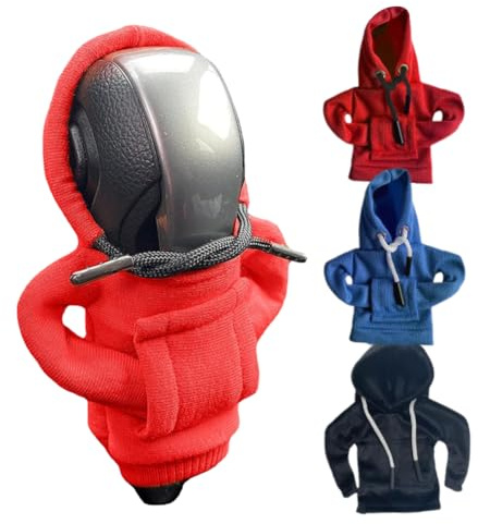 ZGCXRTO Auto Schaltknauf Abdeckung,3 Stück Schaltknauf Hoodie Abdeckung Shift Hoodie Gear Shift Knob Cover Lustiges Autozubehör Auto Für Universal Gear (Rot Schwarz Blau)